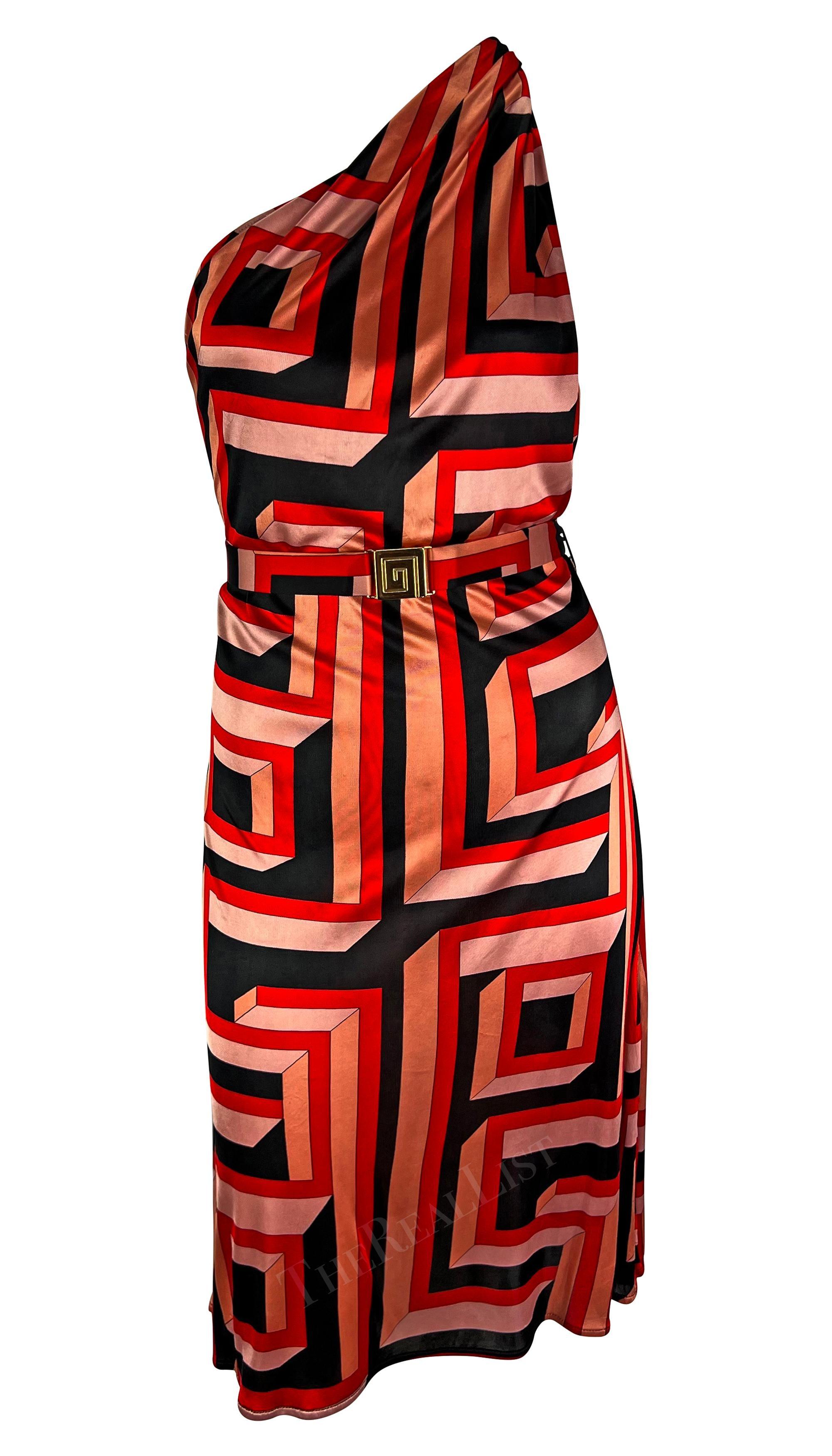 S/S 2001 Gianni Versace by Donatella Versace minivestido rosa con cinturón y llave griega en venta 4