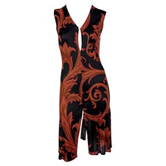 S/S 2001 Gianni Versace by Donatella Red Baroque Print Black Bodycon Dress