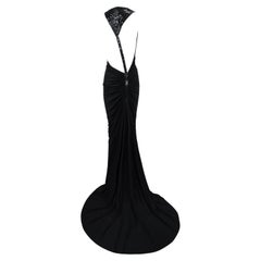 S/S 2001 Gianni Versace by Donatella Runway Sheer Black Backless Sequin Gown
