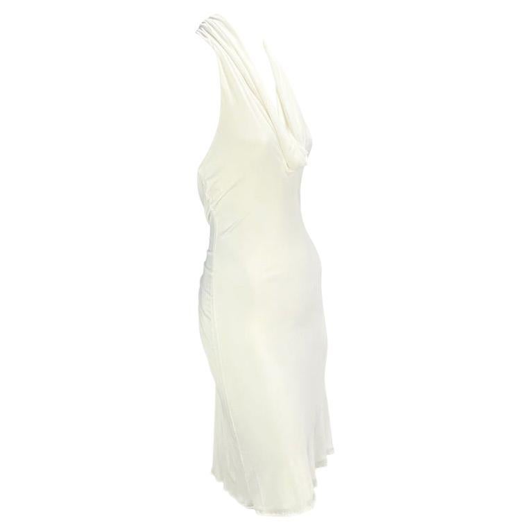 S/S 2001 Gianni Versace by Donatella Runway White Backless Leather Strap Dress 7