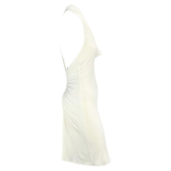 S/S 2001 Gianni Versace by Donatella Runway White Backless Leather Strap Dress 8