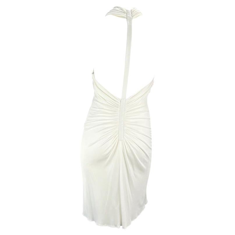 Women's S/S 2001 Gianni Versace by Donatella Runway White Backless Leather Strap Dress