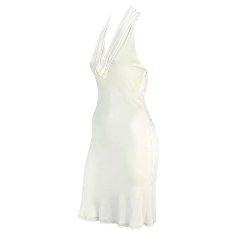 S/S 2001 Gianni Versace by Donatella Runway White Backless Leather Strap Dress 2