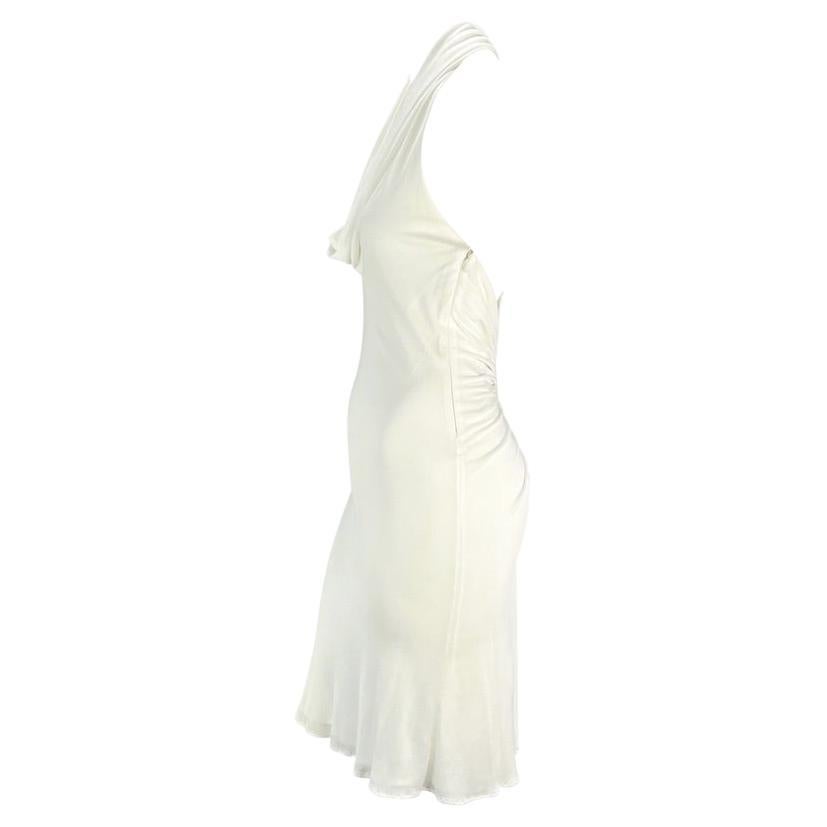 S/S 2001 Gianni Versace by Donatella Runway White Backless Leather Strap Dress 3