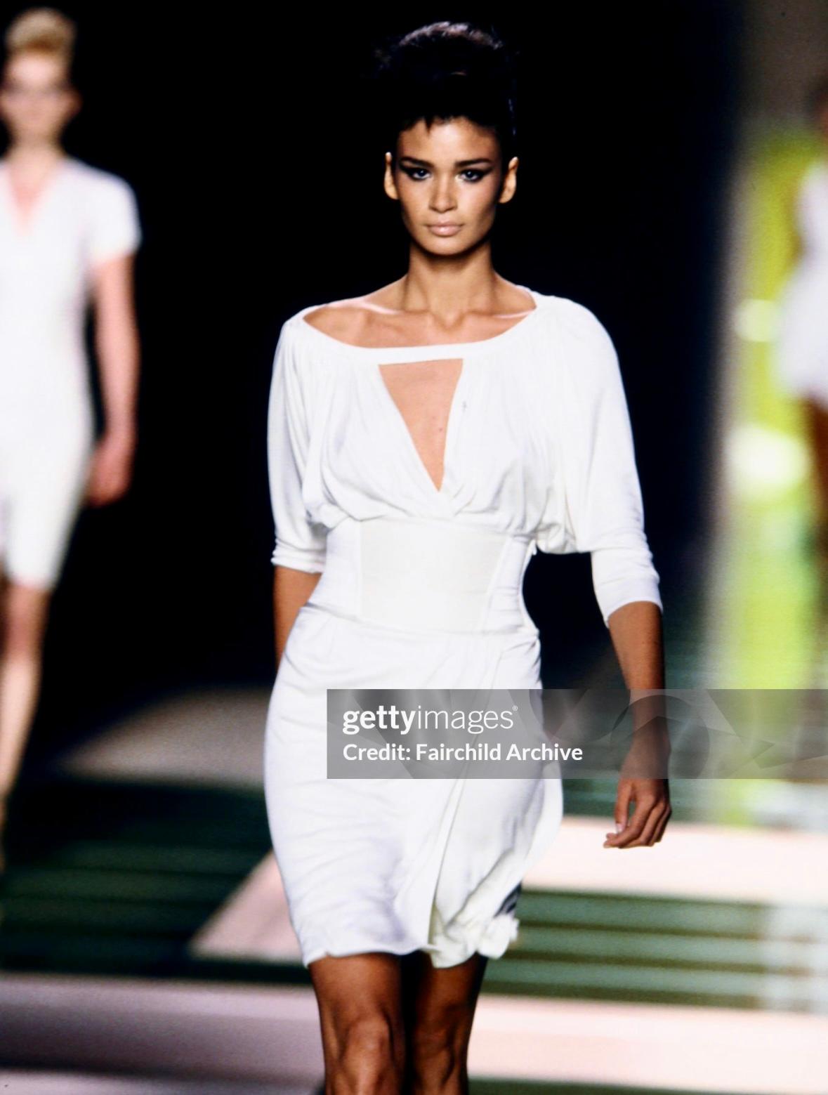 Gray S/S 2001 Gianni Versace by Donatella Runway White Leather Corset Waist Belt For Sale