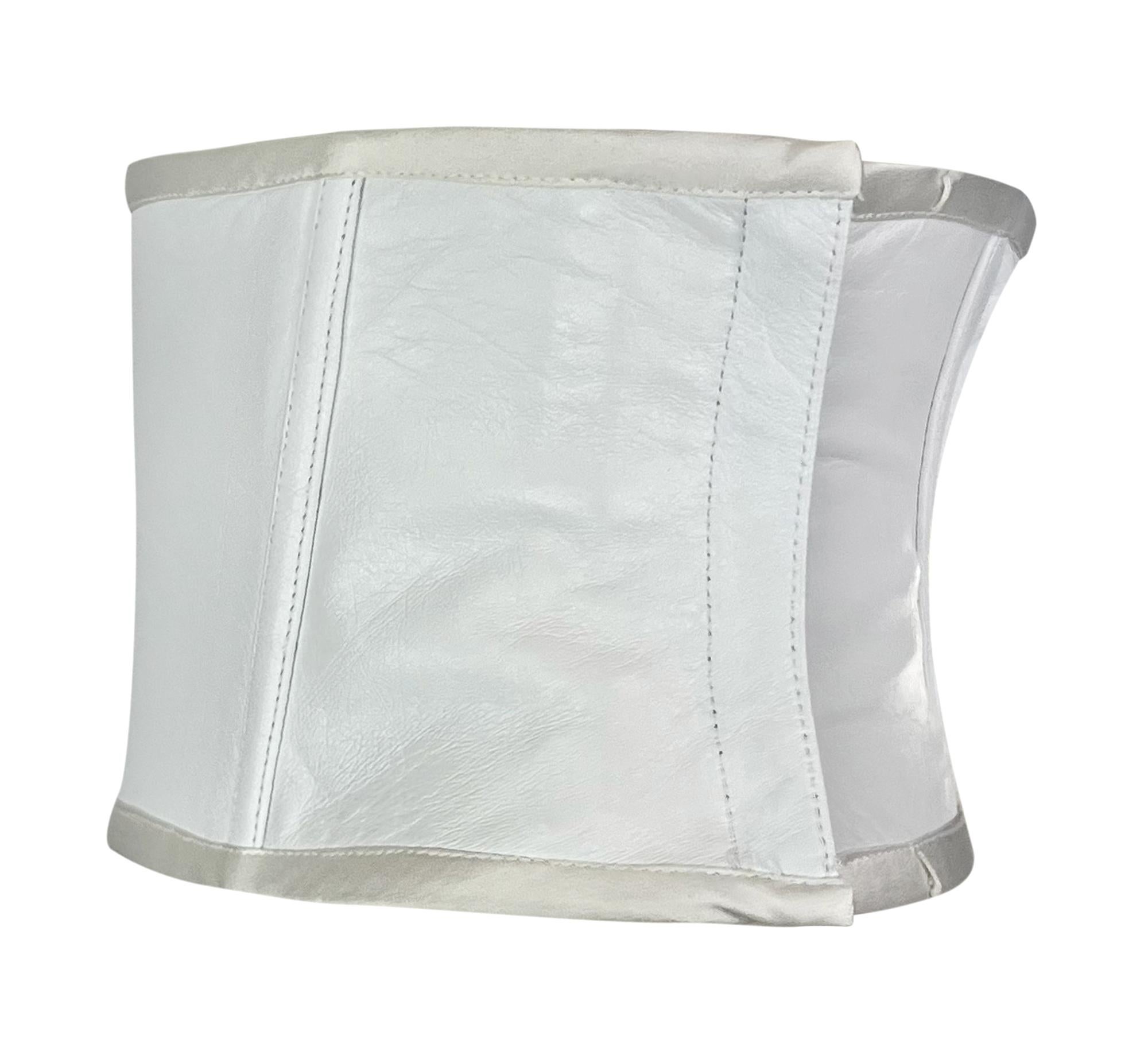 S/S 2001 Gianni Versace by Donatella Runway White Leather Corset Waist Belt For Sale 2