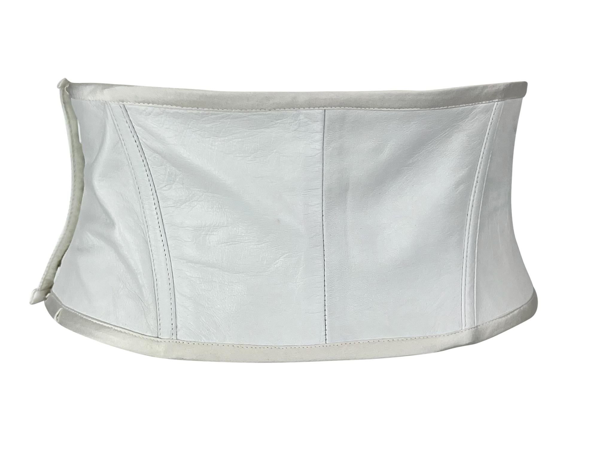 S/S 2001 Gianni Versace by Donatella Runway White Leather Corset Waist Belt For Sale 3