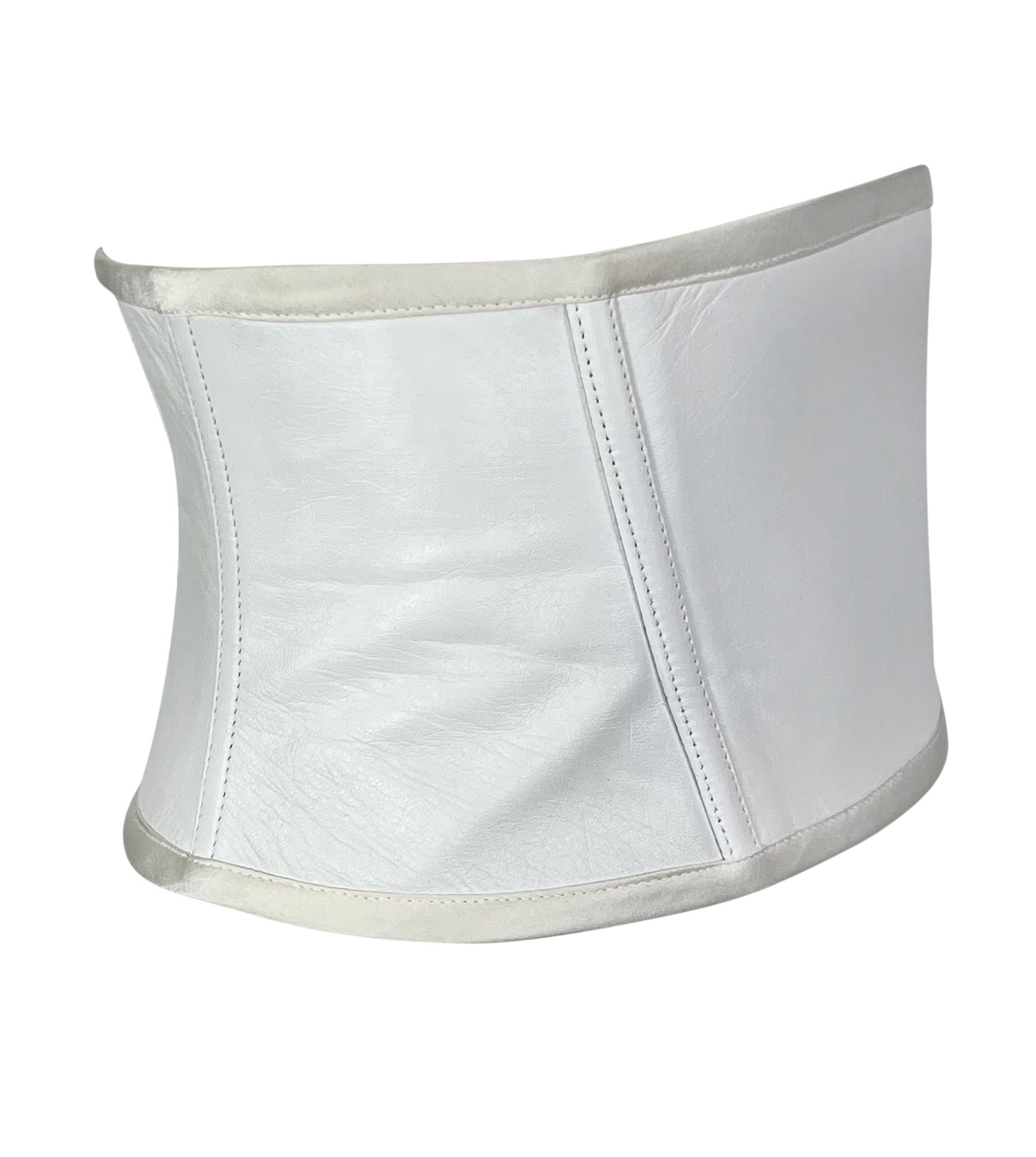 S/S 2001 Gianni Versace by Donatella Runway White Leather Corset Waist Belt For Sale 4