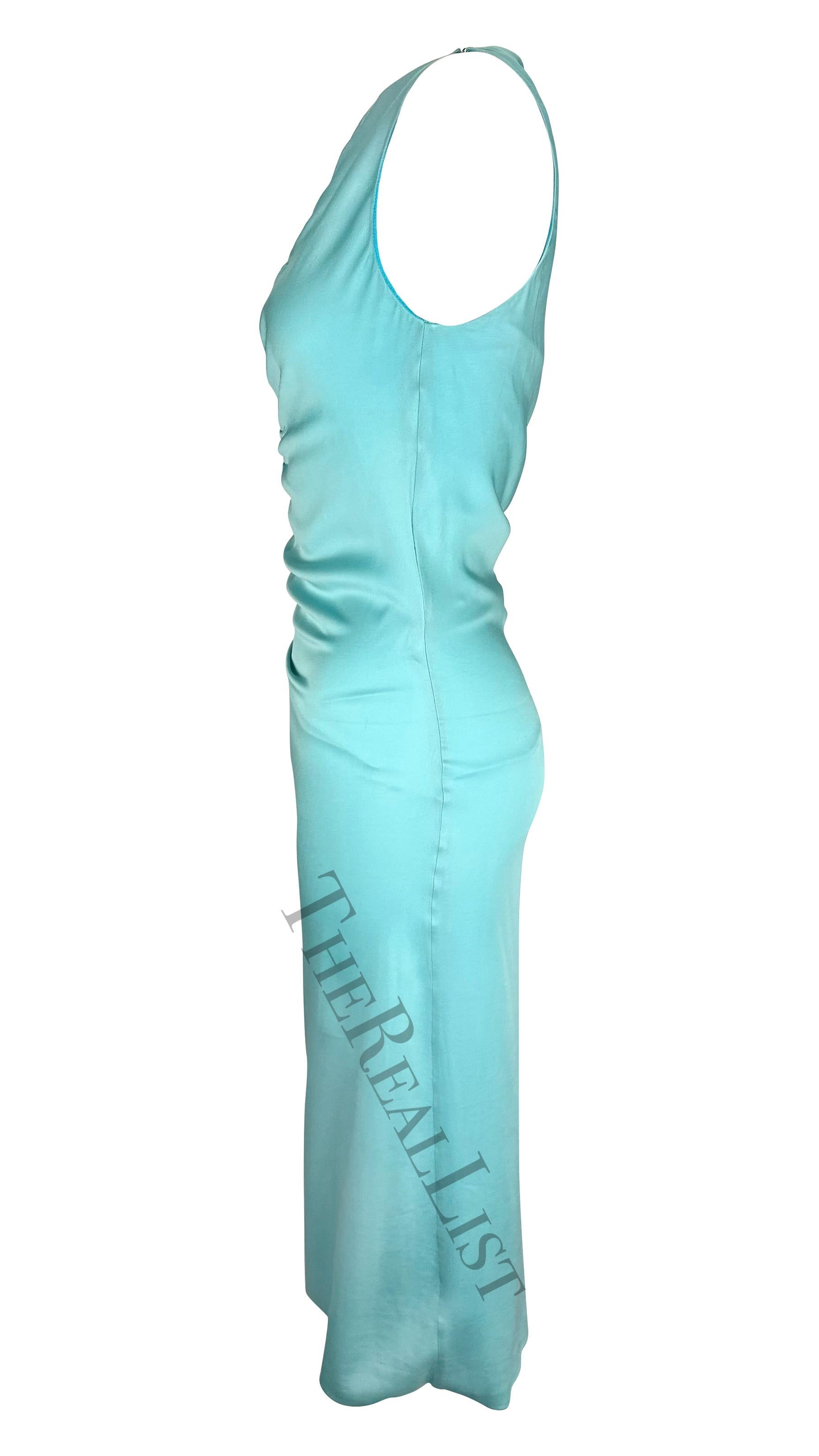 S/S 2001 Gucci by Tom Ford Baby Blue Ruched Sleeveless Dress In Good Condition For Sale In West Hollywood, CA