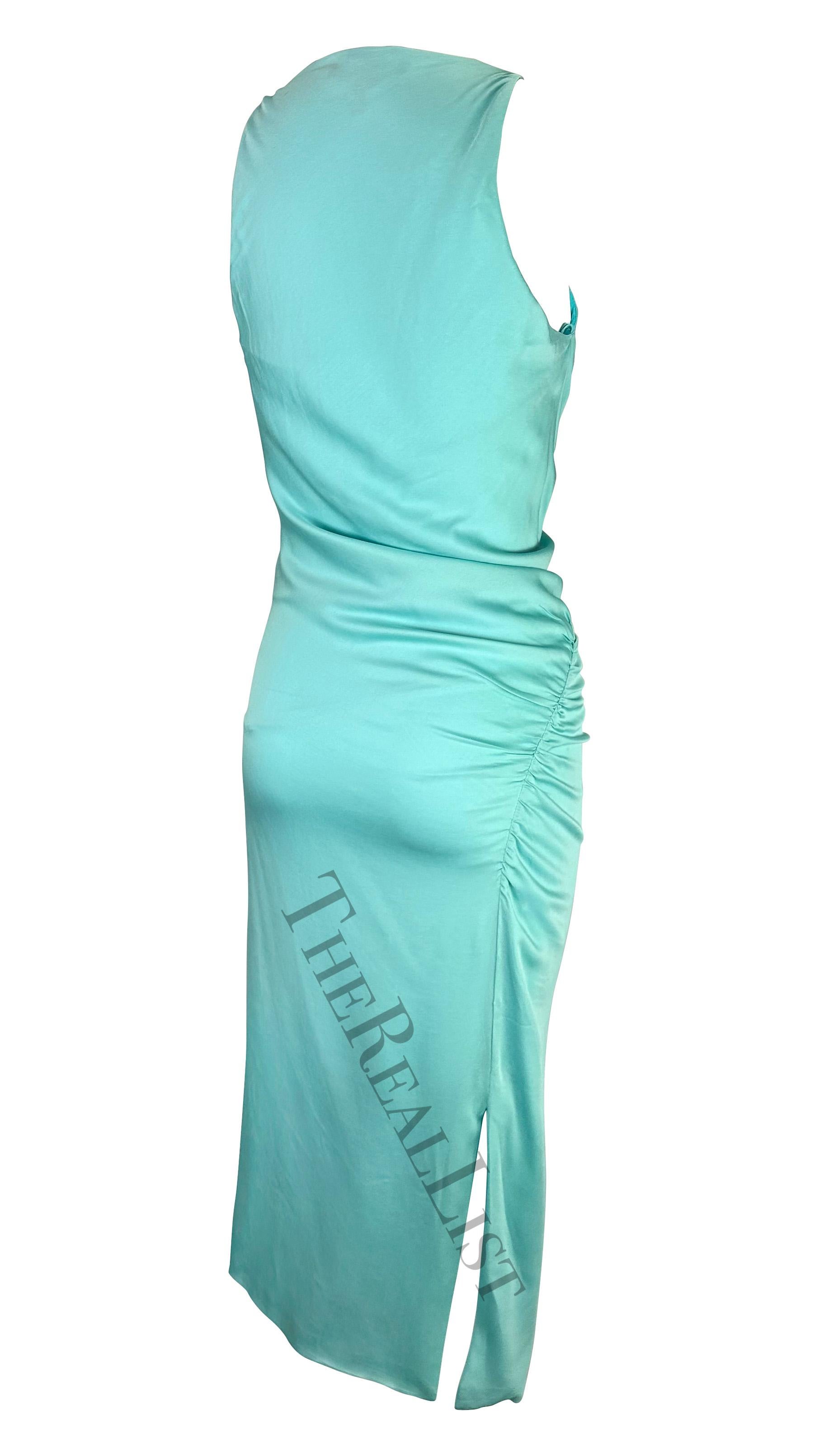 S/S 2001 Gucci by Tom Ford Baby Blue Ruched Sleeveless Dress For Sale 1