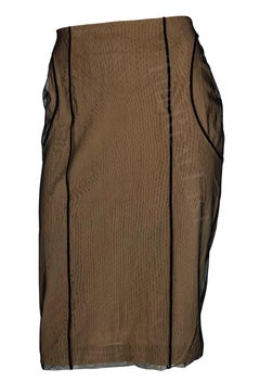 S/S 2001 Gucci by Tom Ford Beige Mesh Tulle Overlay Bodycon Skirt