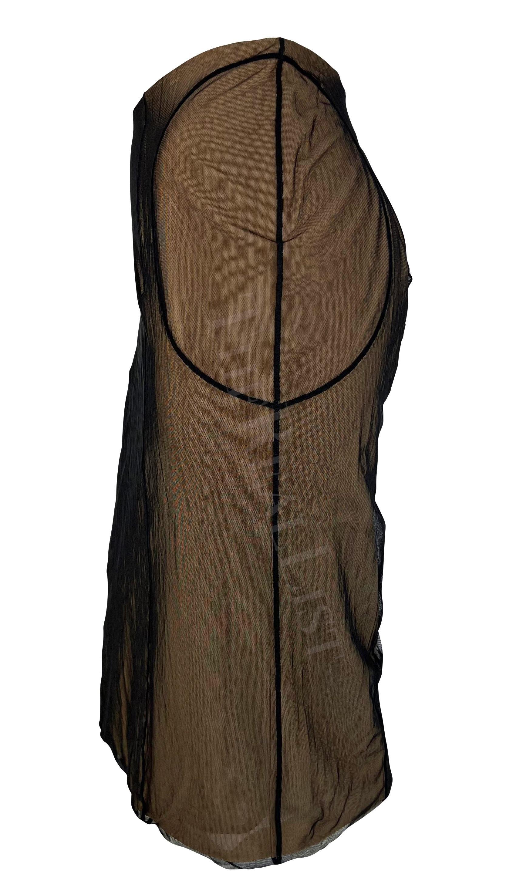 Beige S/S 2001 Gucci by Tom Ford - Jupe moulante en tulle et maille beige superposée en vente