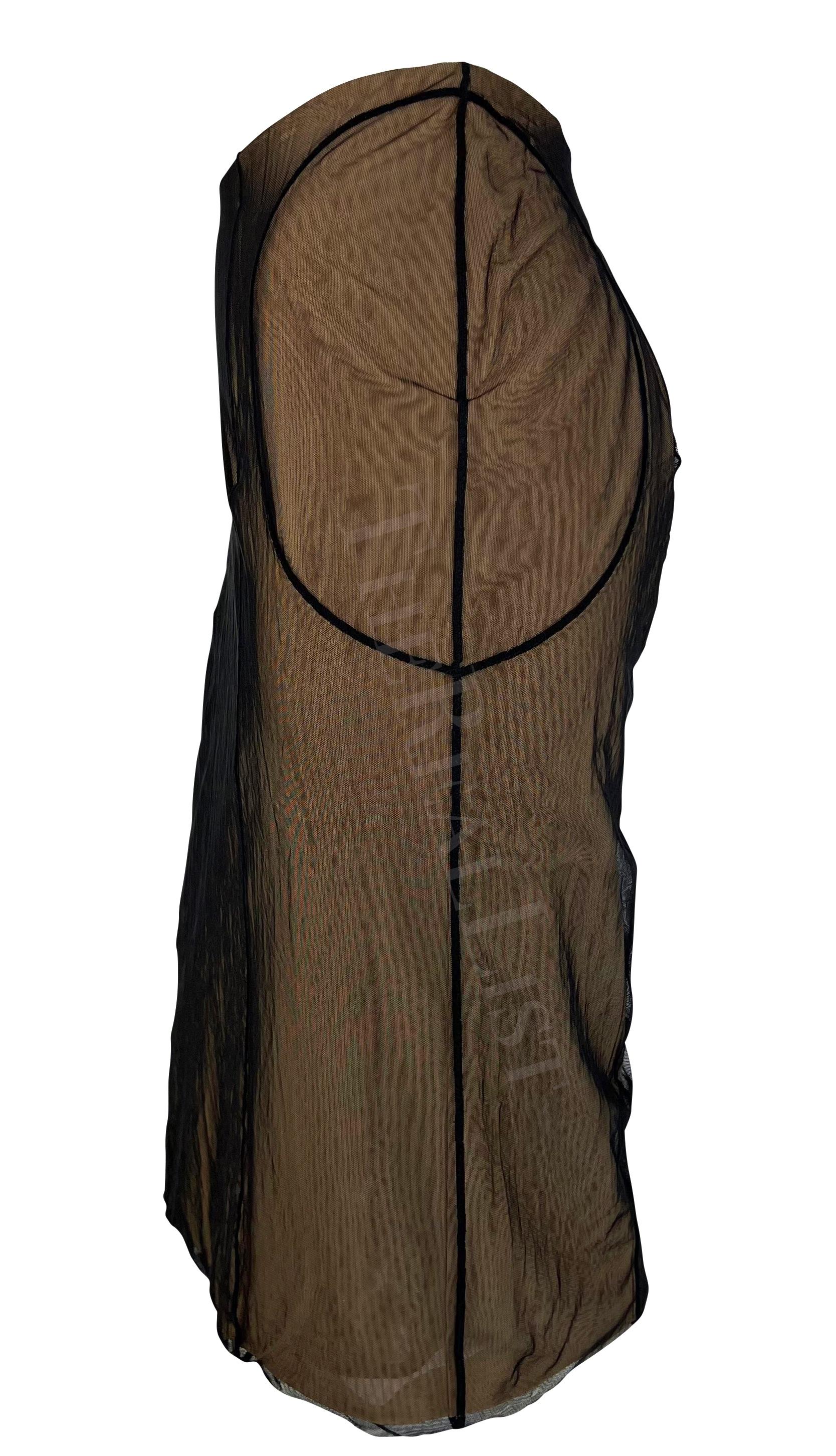 S/S 2001 Gucci by Tom Ford Beige Mesh Tulle Overlay Bodycon Skirt In Good Condition For Sale In West Hollywood, CA