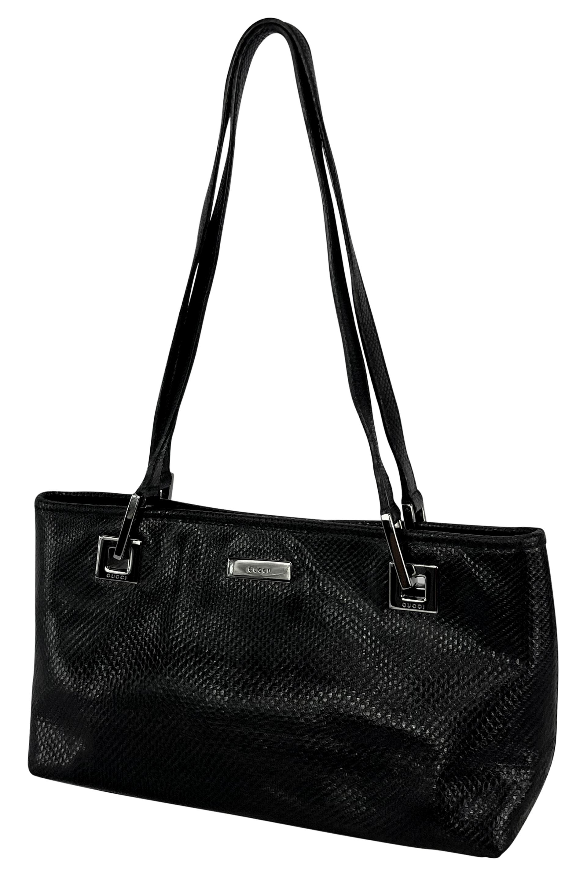 S/S 2001 Gucci by Tom Ford Black Karung Leather Mini Rectangular Tote Bag In Excellent Condition In West Hollywood, CA