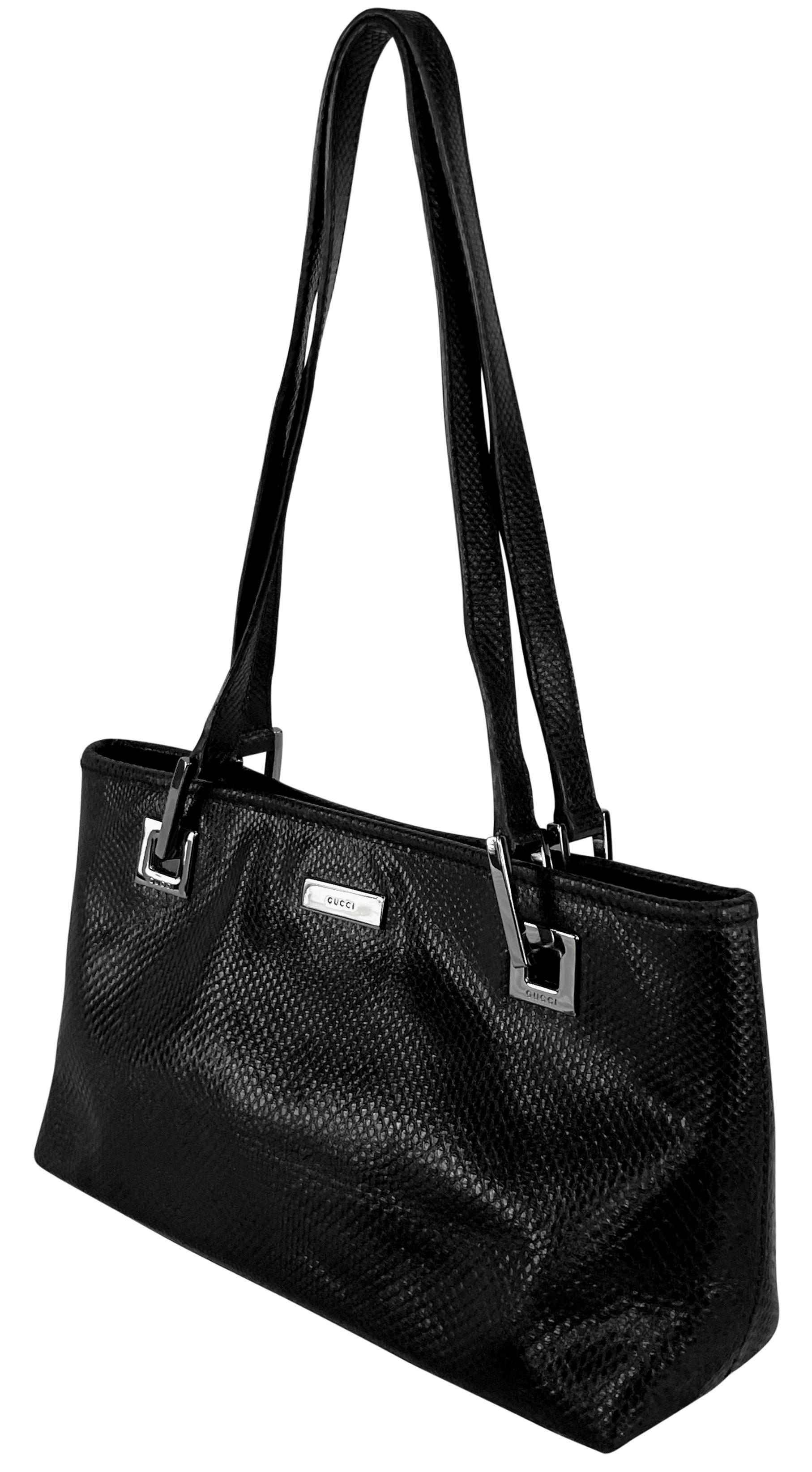 Women's S/S 2001 Gucci by Tom Ford Black Karung Leather Mini Rectangular Tote Bag