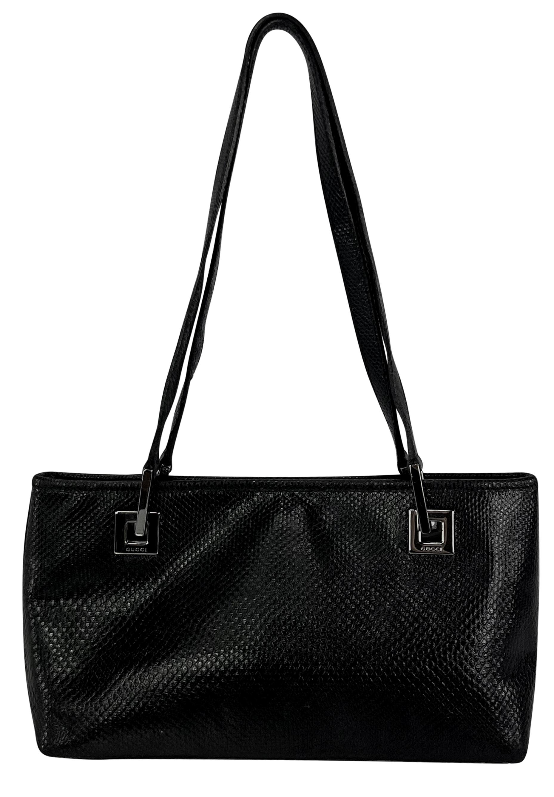 S/S 2001 Gucci by Tom Ford Black Karung Leather Mini Rectangular Tote Bag 2