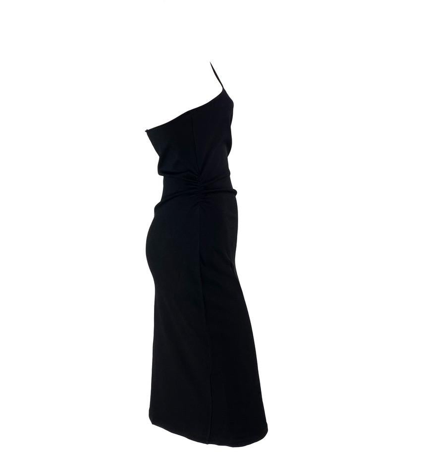 Women's S/S 2001 Gucci by Tom Ford Black Knit Asymmetric Leather Strap Dress For Sale