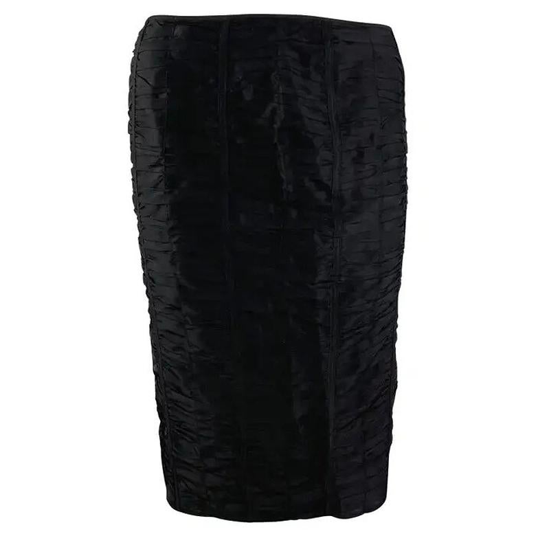 S/S 2001 Gucci by Tom Ford Jupe en soie froncée noire