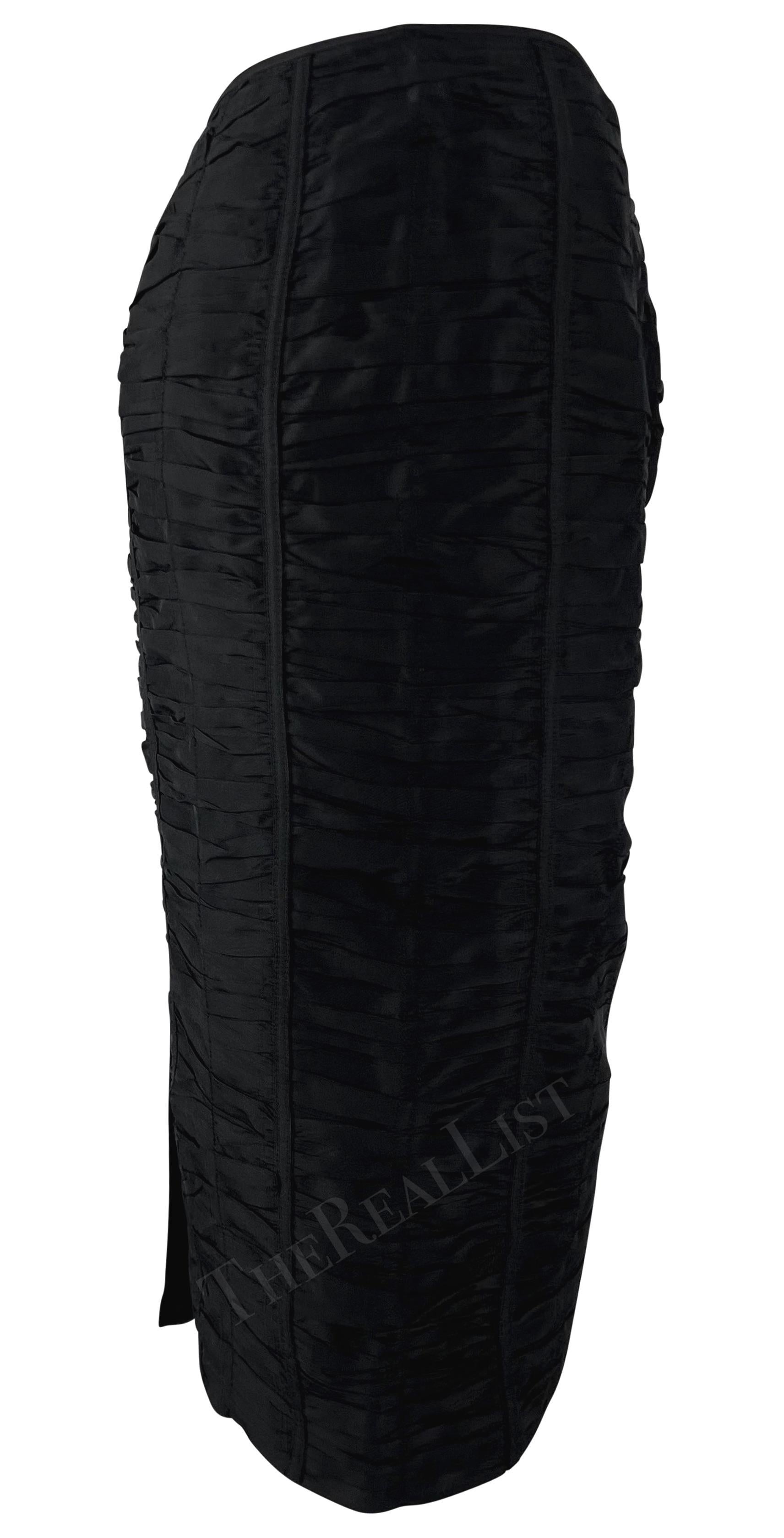 S/S 2001 Gucci by Tom Ford Black Ruched Silk Skirt For Sale 1