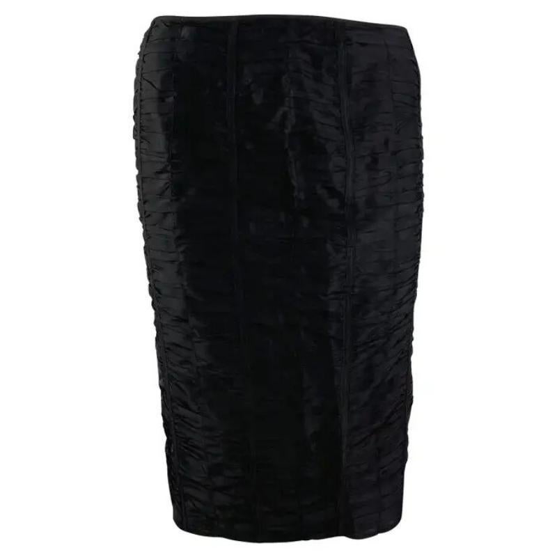 S/S 2001 Gucci by Tom Ford Falda de Seda Acanalada Negra