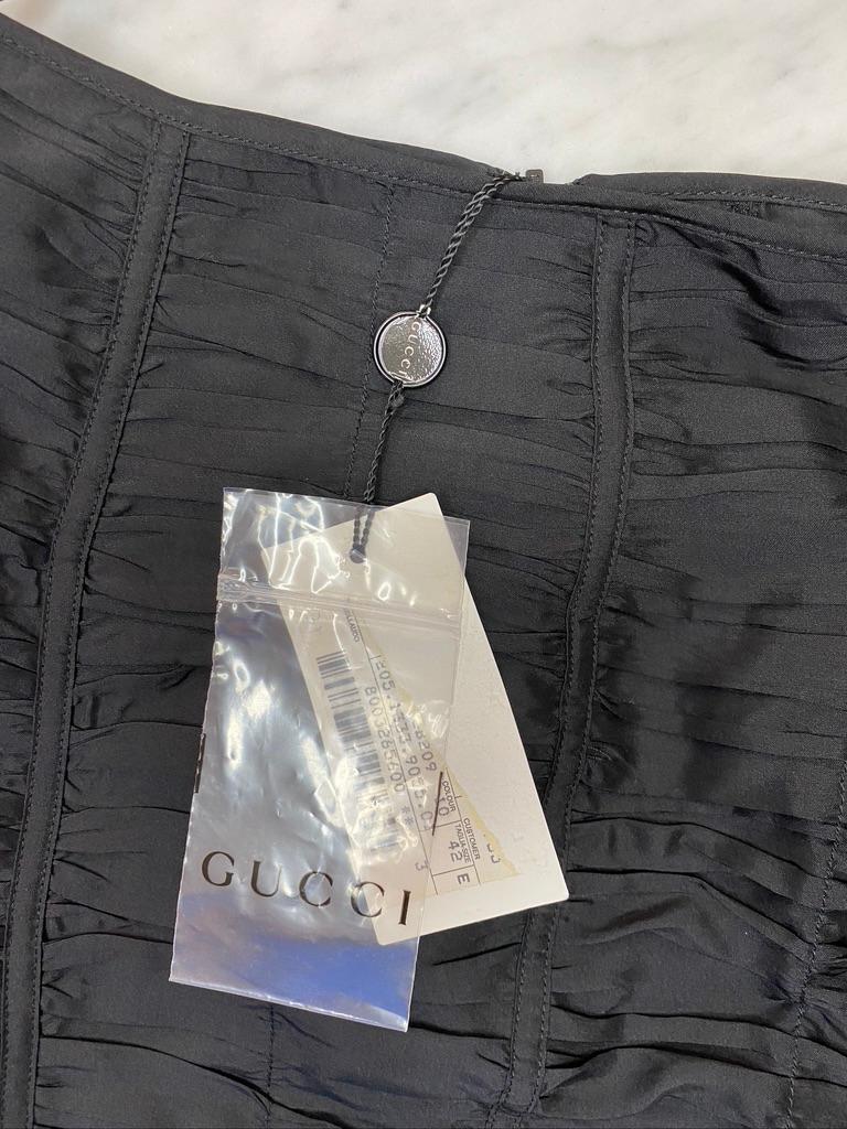  NWT S/S 2001 Gucci by Tom Ford Black Ruched Silk Skirt For Sale 1