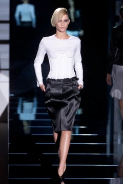 S/S 2001 Gucci by Tom Ford Black Satin Belted Runway Pencil Skirt