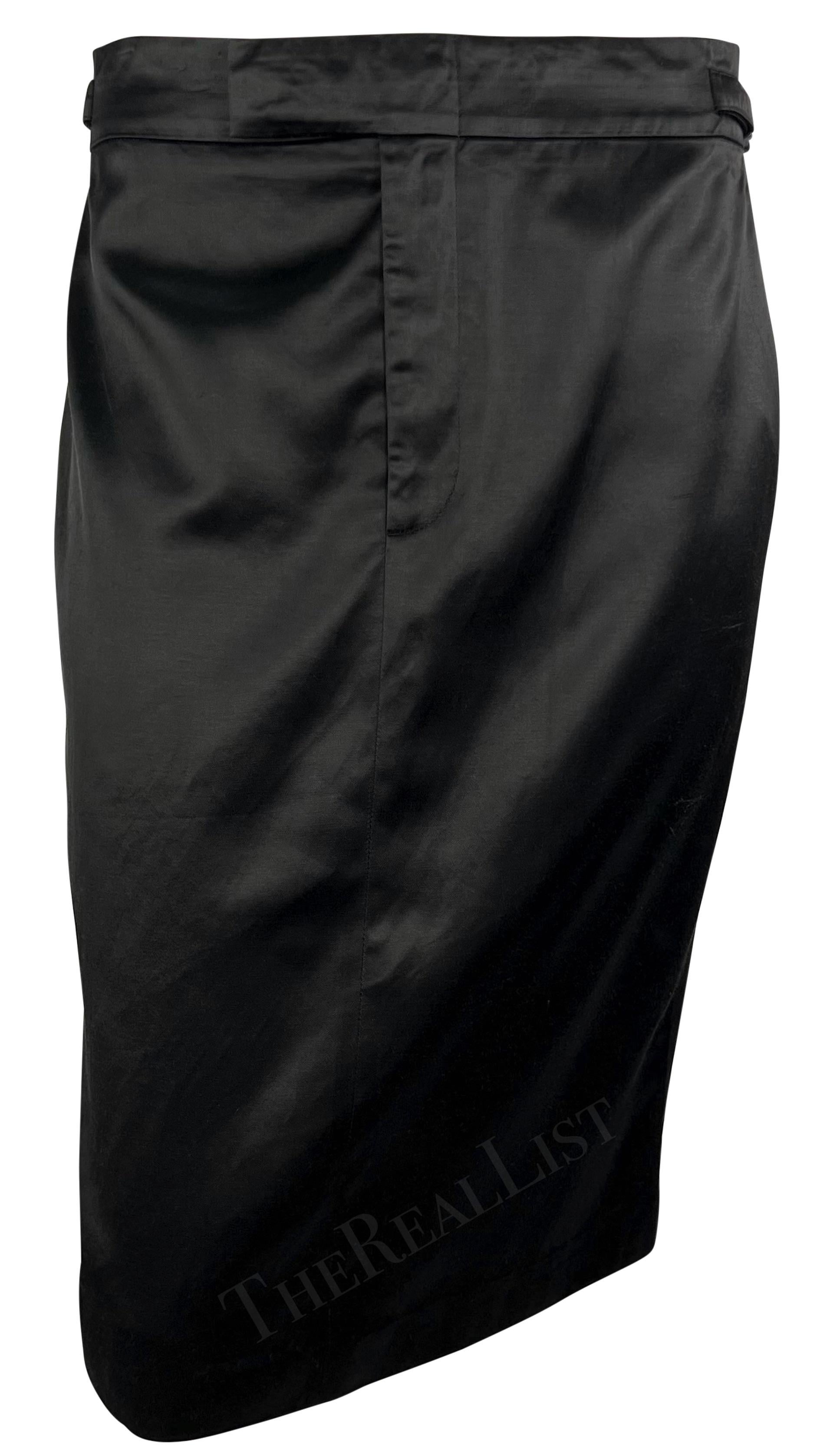 S/S 2001 Gucci by Tom Ford Black Satin Belted Runway Pencil Skirt  For Sale 4