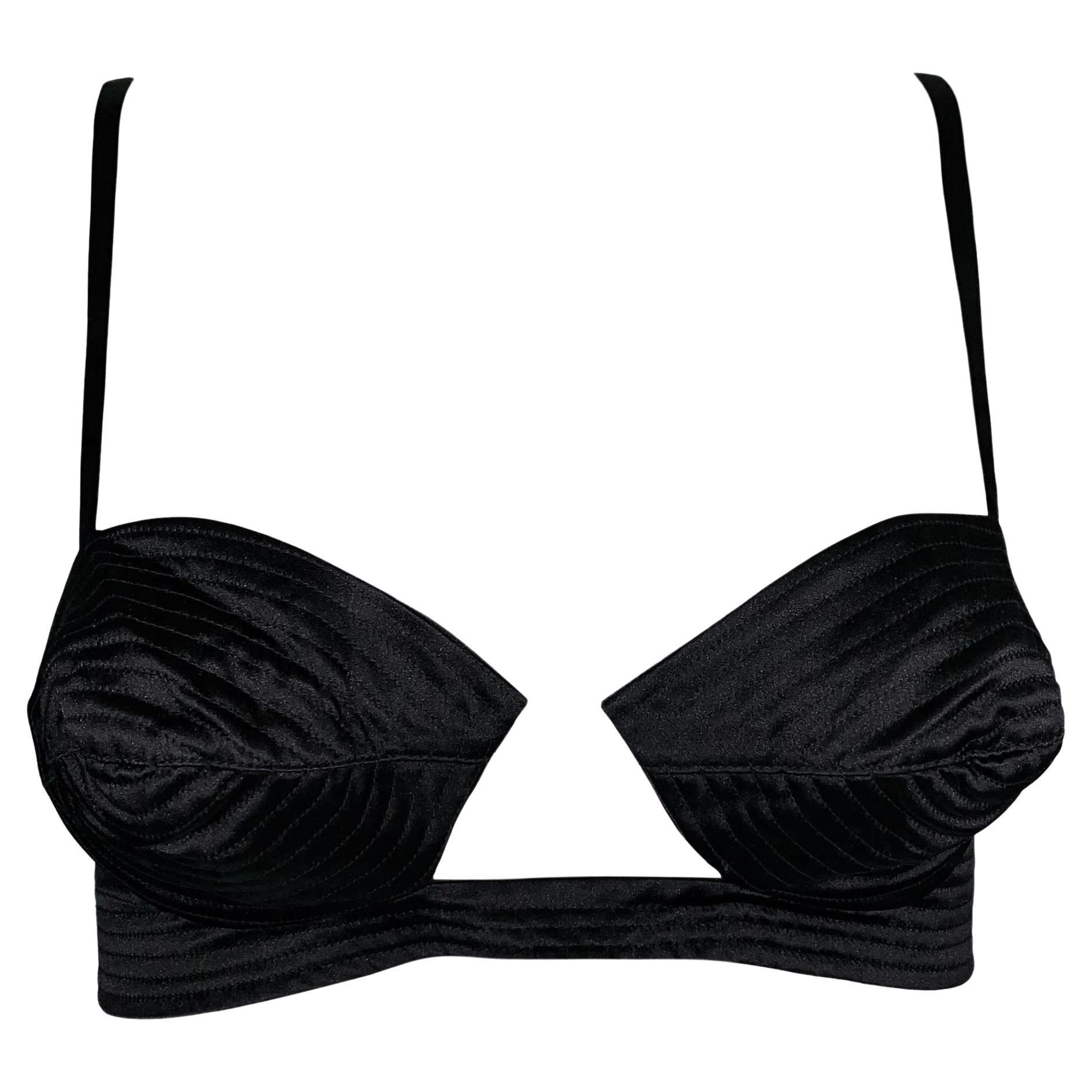 S/S 2001 Gucci by Tom Ford Black Satin Runway Cone Bra Top 42 For Sale at  1stDibs