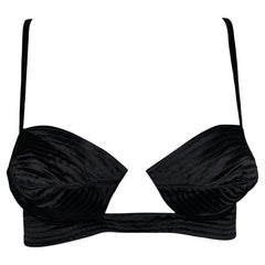S/S 2001 Gucci by Tom Ford Black Satin Runway Cone Bra Top 42