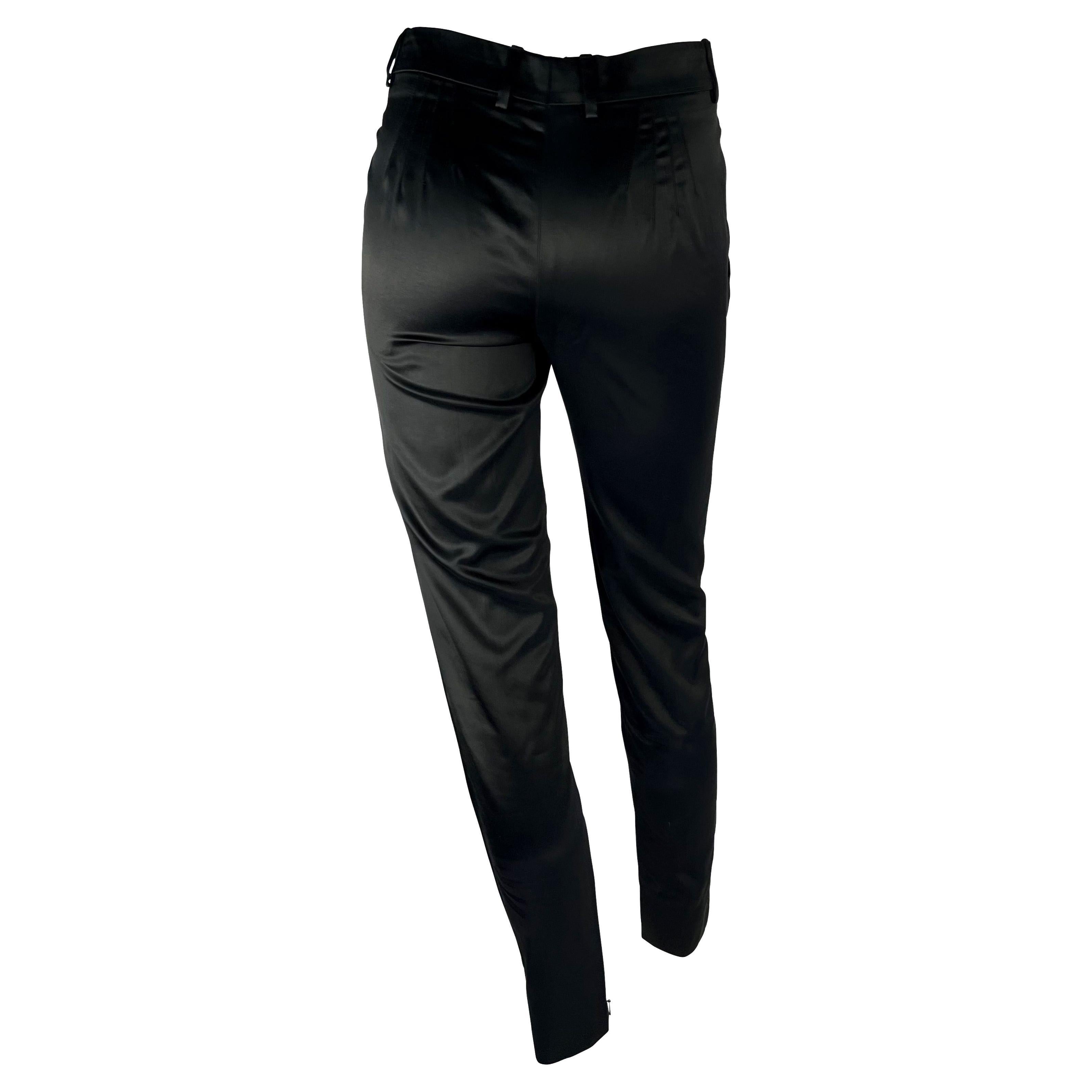 S/S 2001 Gucci by Tom Ford Black Satin Tapered Pants For Sale 3