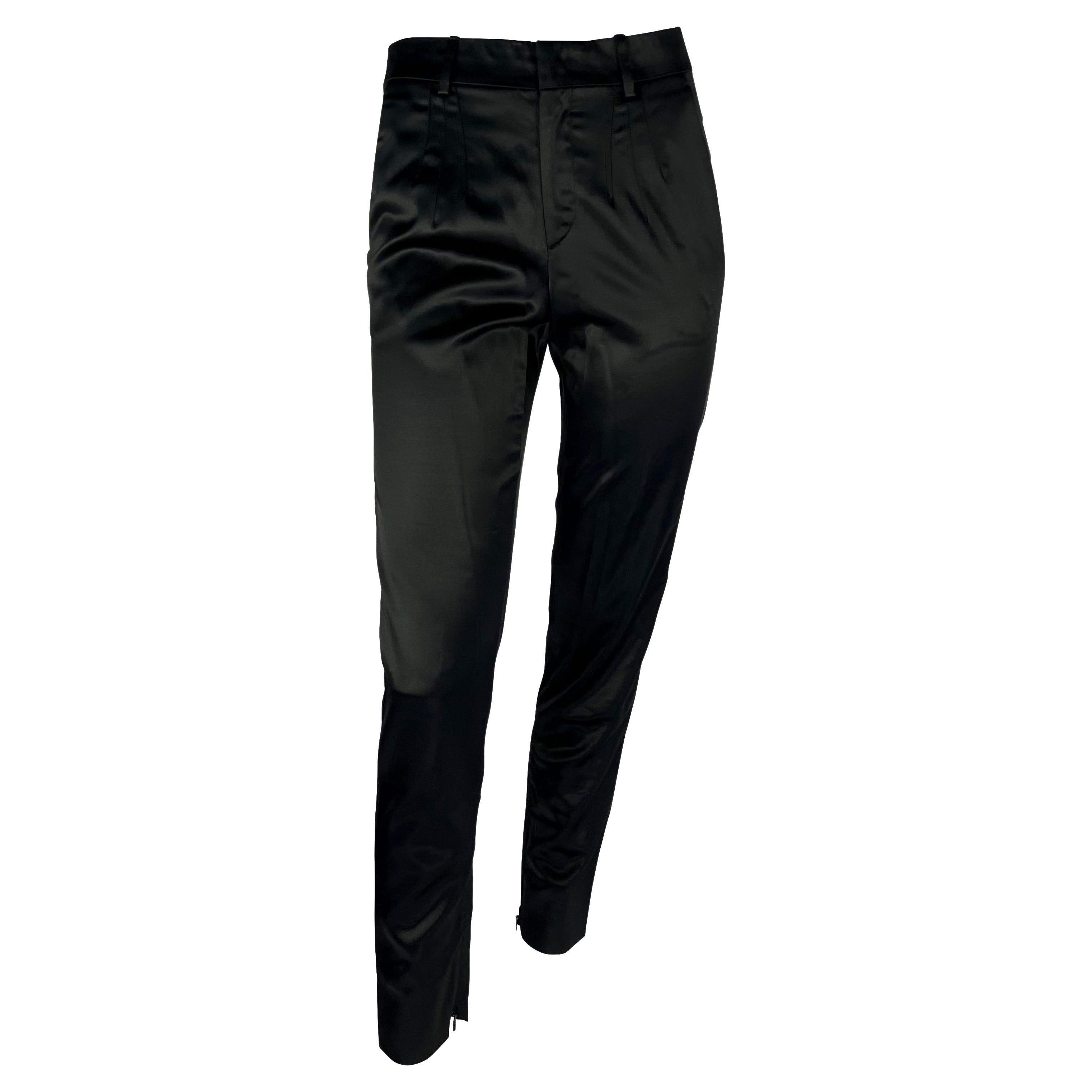S/S 2001 Gucci by Tom Ford Black Satin Tapered Pants For Sale