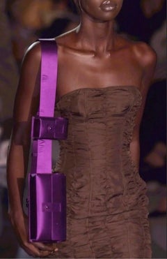 S/S 2001 Gucci by Tom Ford Black Silk Ruched Strapless Runway Dress