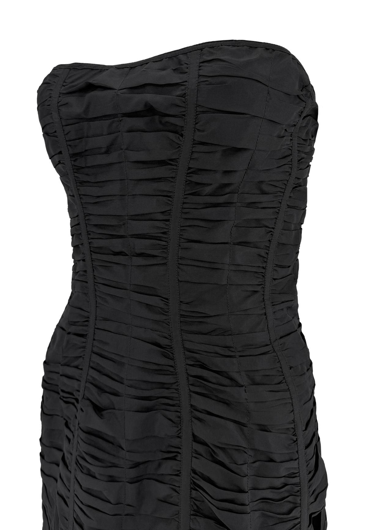 Women's S/S 2001 Gucci by Tom Ford Black Silk Ruched Strapless Runway Dress For Sale