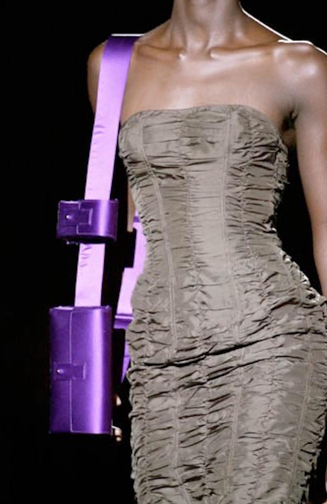 S/S 2001 Gucci by Tom Ford Black Silk Ruched Strapless Runway Dress For Sale 1