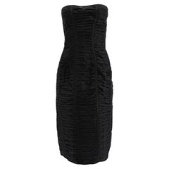 P/E 2001 Gucci by Tom Ford Abito da passerella in seta nera con increspature e senza spalline