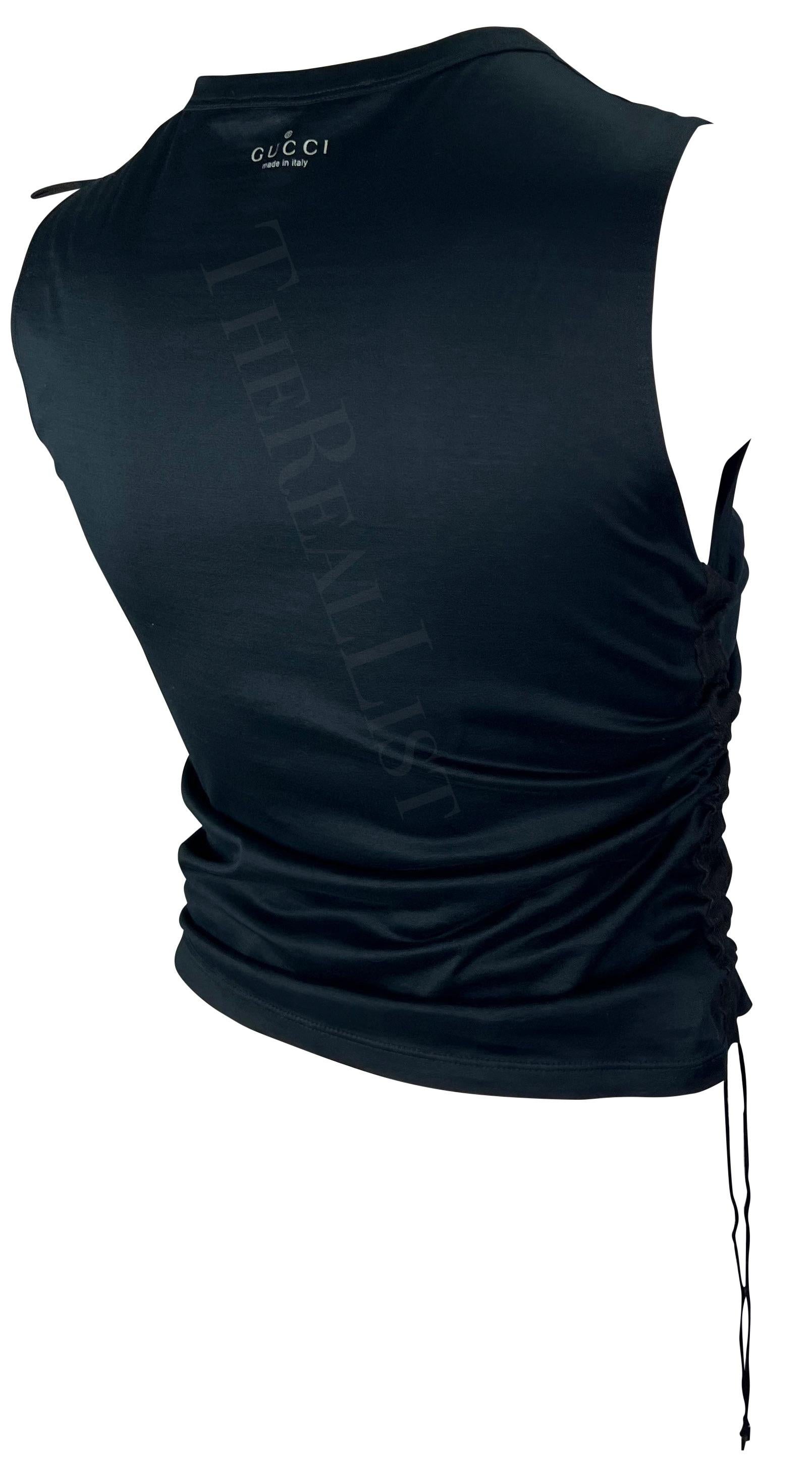 Women's S/S 2001 Gucci by Tom Ford Black Sleeveless Drawstring Top For Sale