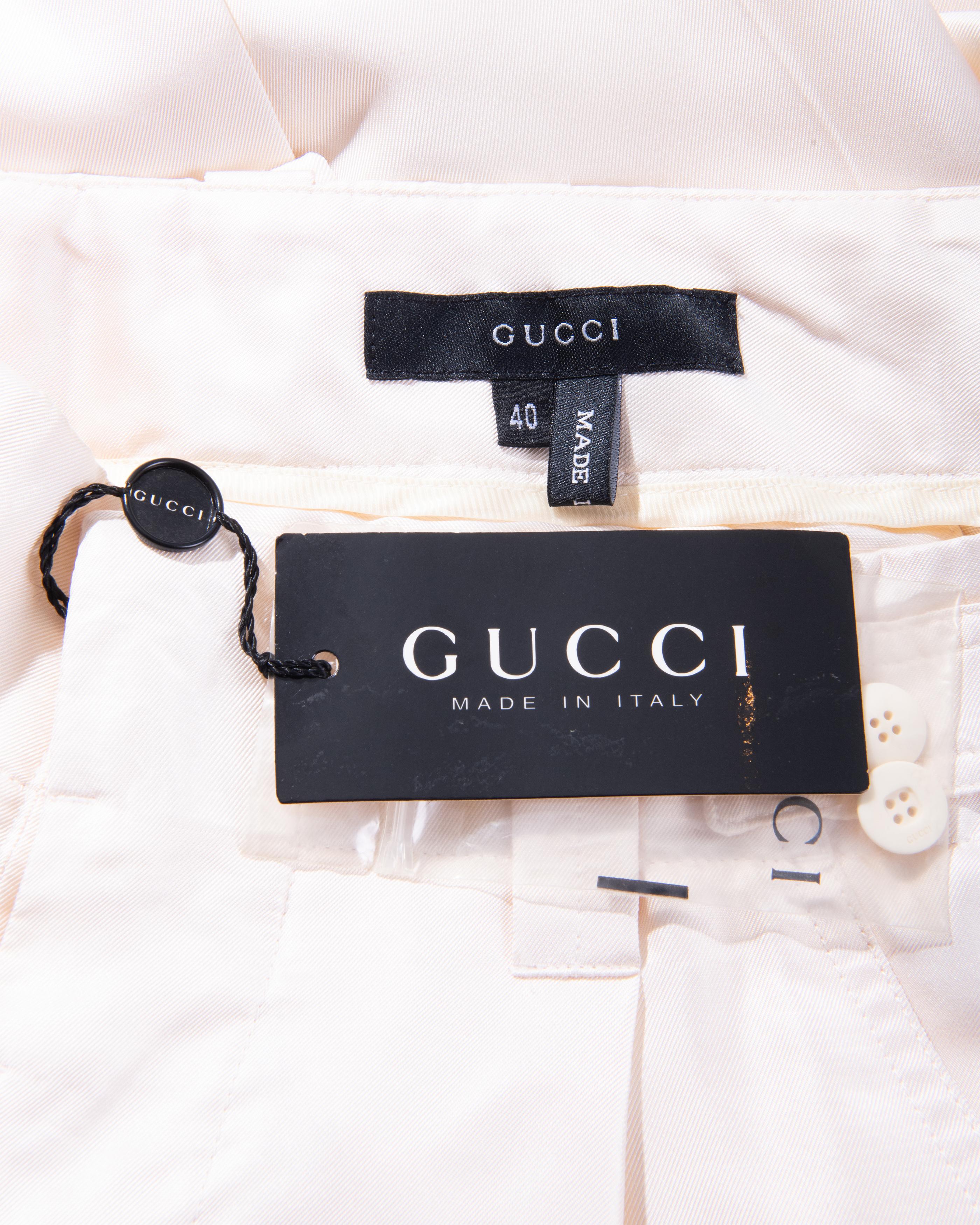 S/S 2001 Gucci by Tom Ford Ecru Silk Cargo Pants 1