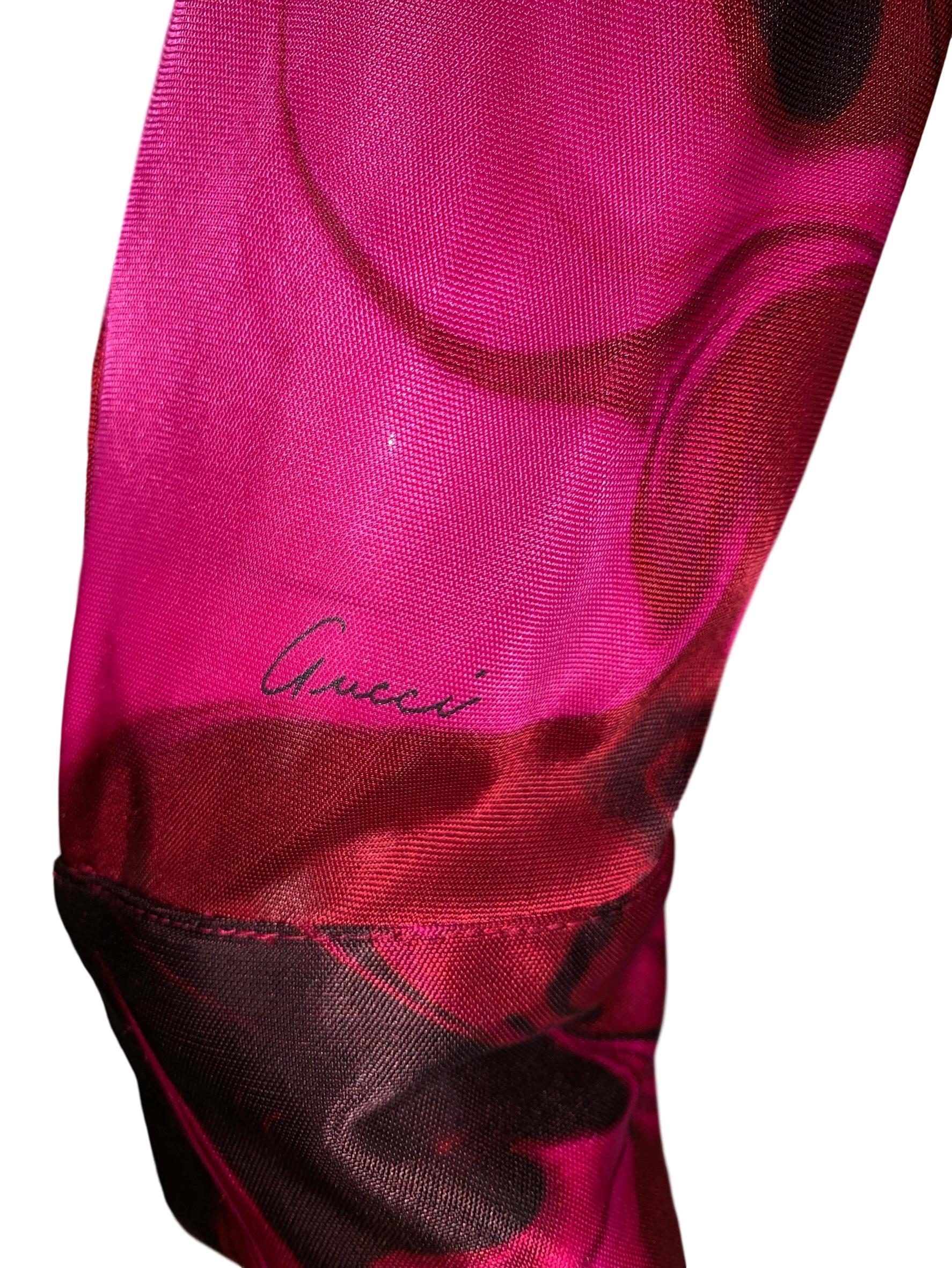 Black S/S 2001 Gucci by Tom Ford Hot Pink Wrap Crop Top
