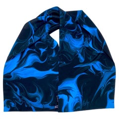 Gucci par Tom Ford - Écharpe en soie bleue imprimée lave, printemps-été 2001