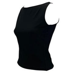 S/S 2001 Gucci by Tom Ford Logo Buckle Black Stretch Knit Tank Top
