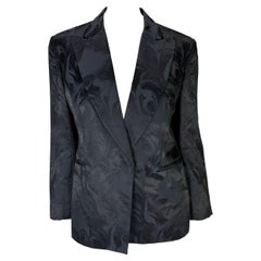 S/S 2001 Gucci by Tom Ford Magma Jacquard Navy Cotton Silk Blazer Jacket