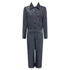 S/S 2001 Gucci by Tom Ford Metallic Grey Denim Chambray Jacket Pant Set