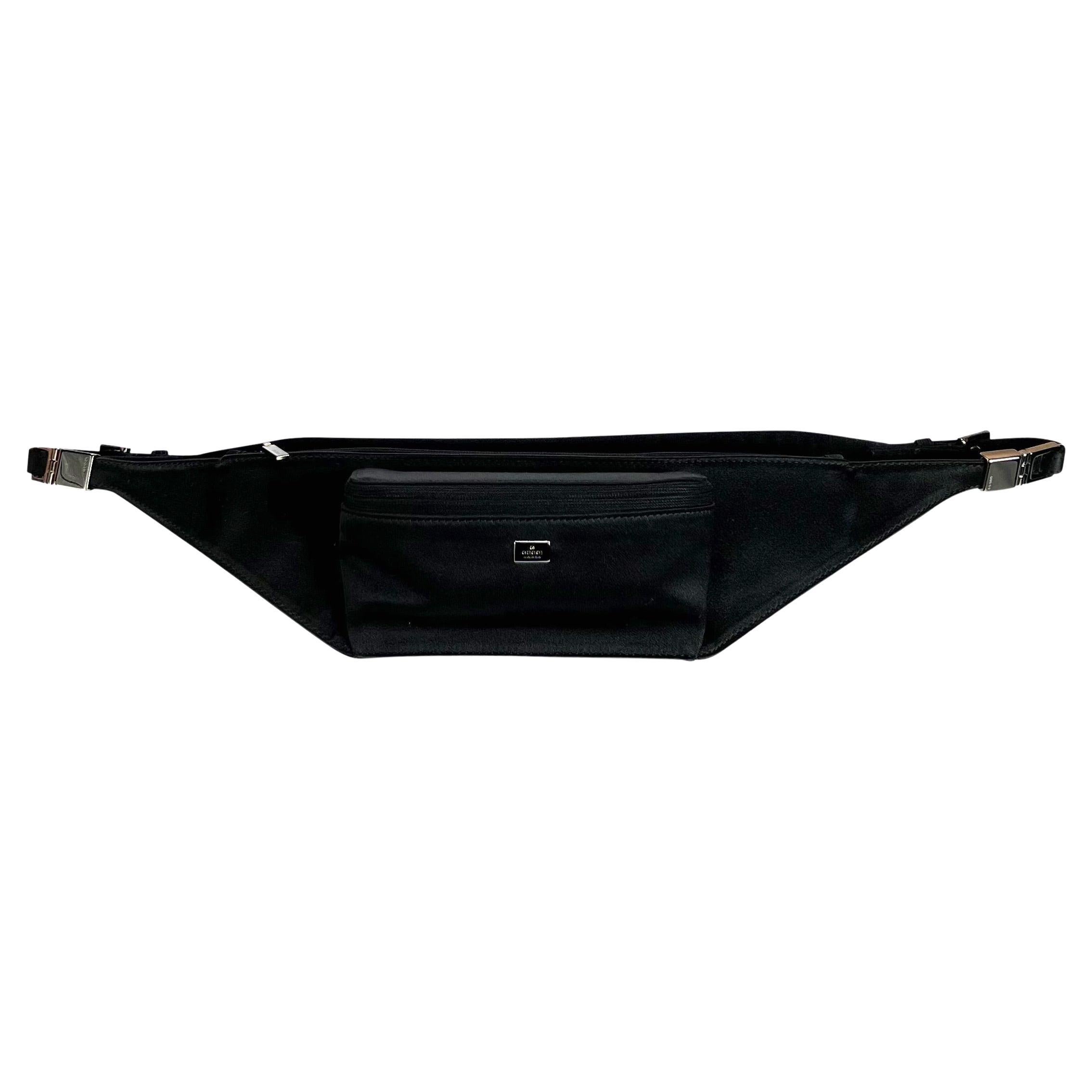 S/S 2001 Gucci by Tom Ford Mini Black Silk Satin Waist Bag  For Sale