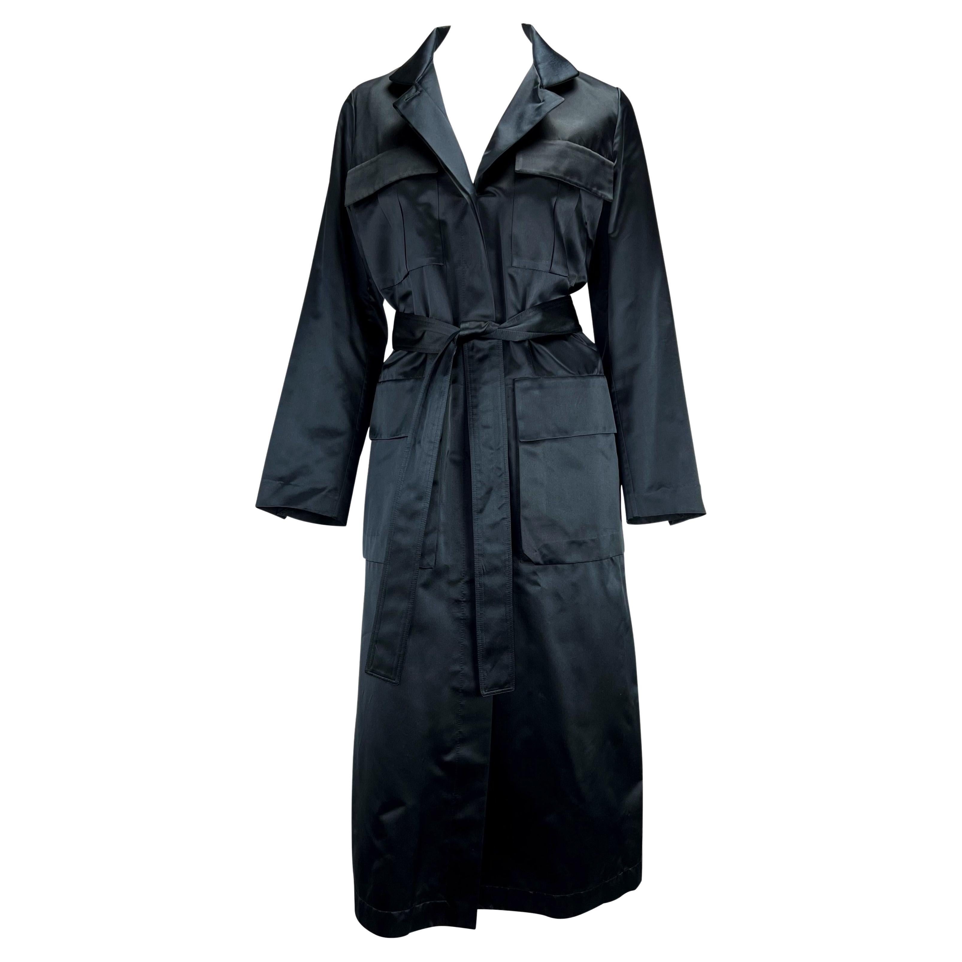 S/S 2001 Gucci by Tom Ford Navy Satin Trench Coat