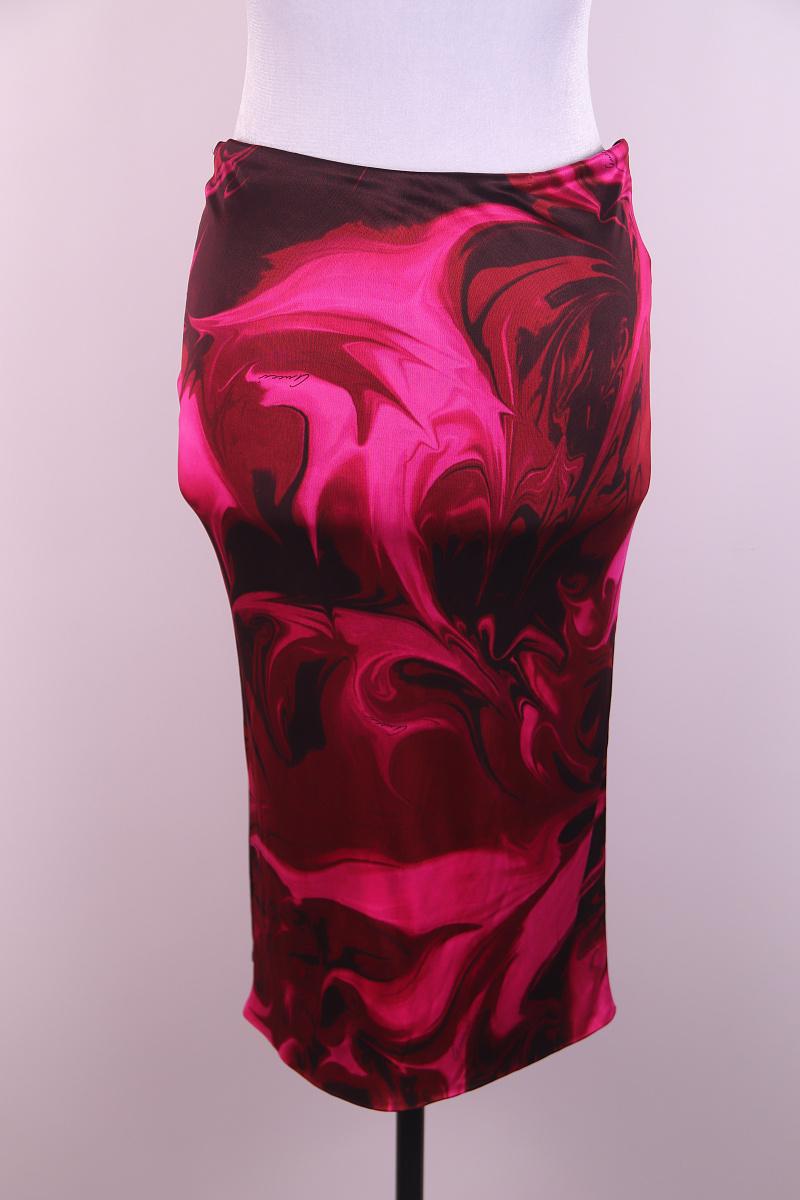 Women's S/S 2001 Gucci by Tom Ford Pink Liquid Magma Print Skirt 38 IT For Sale