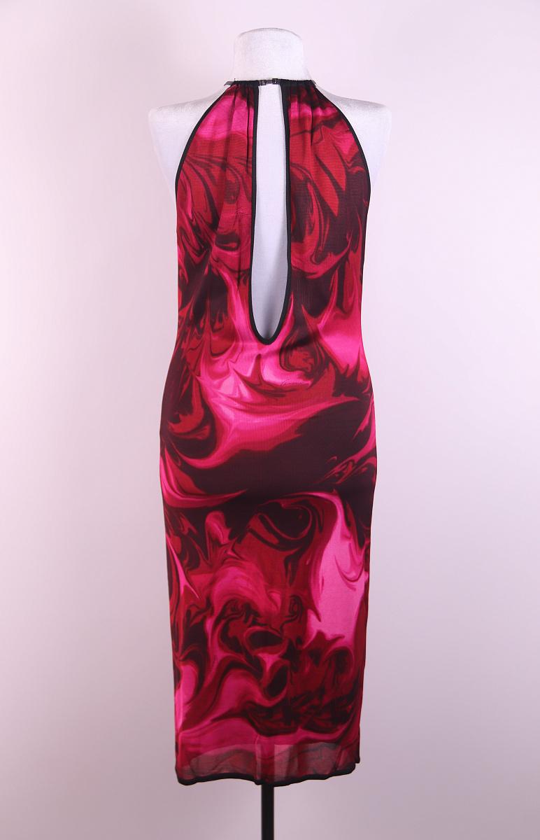 S/S 2001 Gucci by Tom Ford Pink Liquid Magma Print Stretch Knit Halter Dress For Sale 5