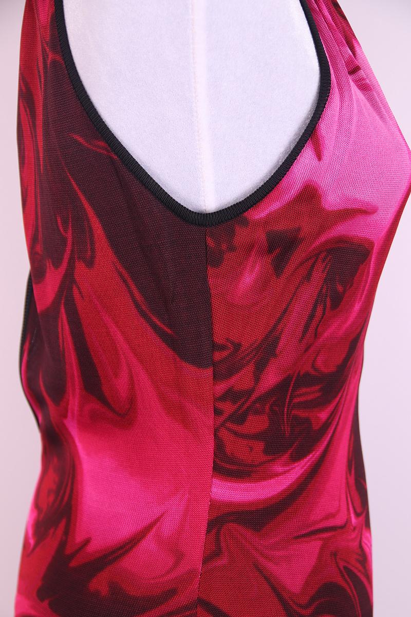 Brown S/S 2001 Gucci by Tom Ford Pink Liquid Magma Print Stretch Knit Halter Dress For Sale