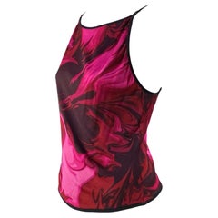 S/S 2001 Gucci by Tom Ford Pink Magma Print Backless Tank Top