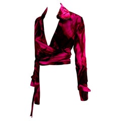 NWT S/S 2001 Gucci by Tom Ford Pink Magma Print Viscose Wrap Top