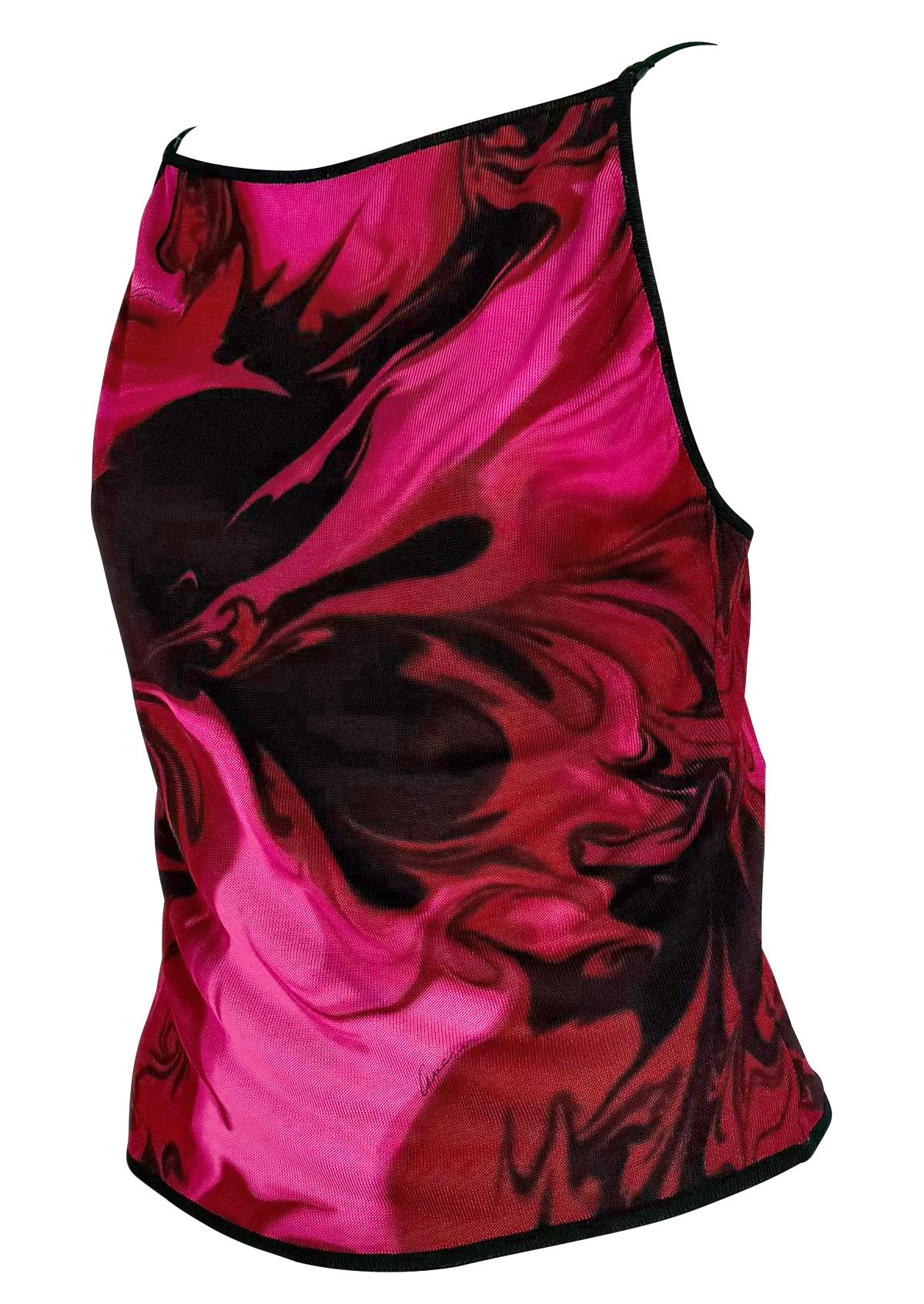 S/S 2001 Gucci by Tom Ford Print Liquid Logo Camiseta sin espalda Rojo en venta